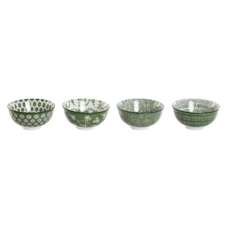 Conjunto de Tigelas Home ESPRIT Branco Verde Porcelana Shabby Chic 11,5 x 11,5 x 6 cm | Tienda24 Tienda24.eu