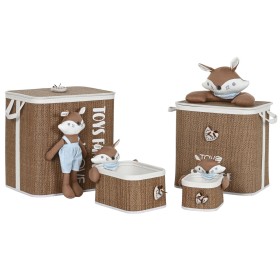 Conjunto de Cestos DKD Home Decor Cinzento Poliéster vime (44 x 34 x 56 cm) | Tienda24 Tienda24.eu