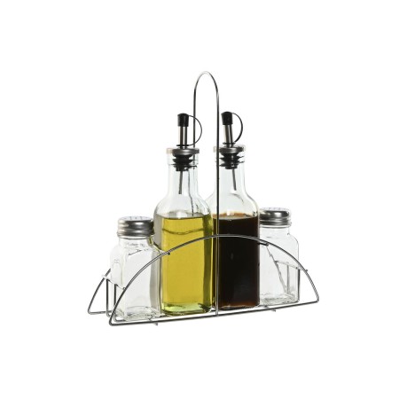 Conjunto para Condimentos Home ESPRIT Transparente Metal Cristal 300 ml 22,5 x 6 x 23 cm | Tienda24 Tienda24.eu