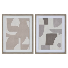 Tela Home ESPRIT Bege Cinzento Abstrato Moderno 40 x 3 x 50 cm (2 Unid