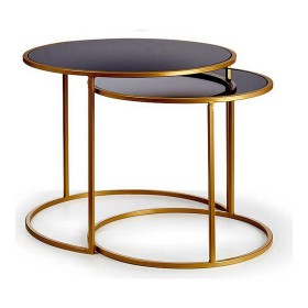 Mesa de apoio DKD Home Decor Dourado Cinzento escuro Metal 60 x 60 x 37 cm | Tienda24 Tienda24.eu