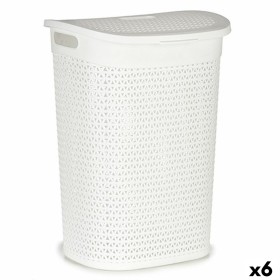 Juego de Cestos DKD Home Decor Poliéster Blanco Bambú (40 x 30 x 46 cm) | Tienda24 Tienda24.eu