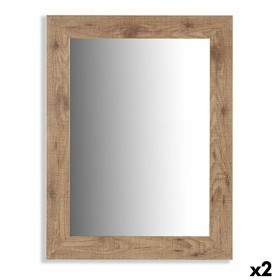 Espejo de pared DKD Home Decor Blanco Natural Madera Cristal Madera MDF Cottage 25 x 4 x 25 cm (2 Unidades) | Tienda24 Tienda24.eu