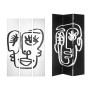 Folding screen White Black Canvas 122 x 2,5 x 180 cm Face | Tienda24 Tienda24.eu