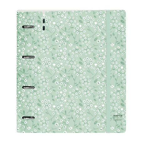 Carpeta de anillas Safta Light green flowers | Tienda24 Tienda24.eu