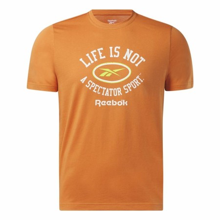 Camisola de Manga Curta Homem Reebok Graphic Series Laranja | Tienda24 Tienda24.eu