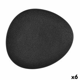 Flat Plate Bidasoa Fosil Black Ceramic Oval 28 x 24,8 x 2,5 cm (6 Units) by Bidasoa, Plates and dishes - Ref: S2711604, Price...