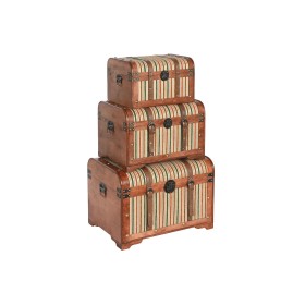 Juego de Baúles Home ESPRIT Madera Lienzo Colonial 61 x 43 x 42,5 cm 60 x 43,5 x 42 cm (3 Unidades) de Home ESPRIT, Cajas y a...