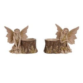 Figura Decorativa Home ESPRIT Castanho Fada 18 x 10 x 15 cm (2 Unidades) de Home ESPRIT, Adornos - Ref: S3054356, Preço: 19,1...