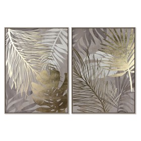 Cuadro Home ESPRIT Tropical Hoja de planta 75 x 4 x 100 cm (2 Unidades) de Home ESPRIT, Impresiones sobre lienzo - Ref: S3054...