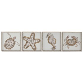 Tela Home ESPRIT Branco Natural Mediterrâneo Marinha 40 x 3 x 40 cm (4 Unidades) de Home ESPRIT, Impressões sobre tela - Ref:...