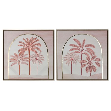 Cuadro Home ESPRIT Beige Coral Palmeras Colonial 60 x 2,5 x 60 cm (2 Unidades) | Tienda24 - Global Online Shop Tienda24.eu