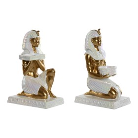 Figurine Décorative Home ESPRIT Blanc Doré Résine Oriental Égyptien 12,5 x 17 x 25 cm (2 Unités) de Home ESPRIT, Objets de dé...