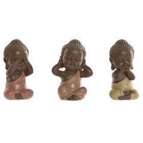 Deko-Figur Home ESPRIT Orange Koralle Neongrün Harz Buddha Orientalisch 5,5 x 5 x 10,5 cm (3 Stück) von Home ESPRIT, Ornament...