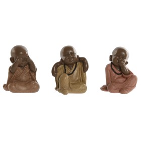 Decorative Figure Home ESPRIT Orange Coral Lime Resin Monk Oriental 8,5 x 7 x 9,7 cm (3 Units) by Home ESPRIT, Ornaments - Re...