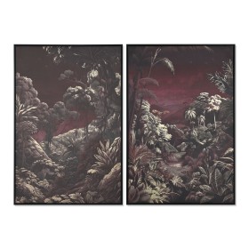 Painting Home ESPRIT Green Maroon Golden Tropical Jungle 83 x 4 x 123 cm (2 Units) by Home ESPRIT, Prints on Canvas - Ref: S3...