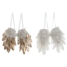 Décoration Suspendue Home ESPRIT Blanc Doré Plume 28 x 4 x 33 cm (2 Unités) de Home ESPRIT, Noël - Réf : S3058876, Prix : 26,...