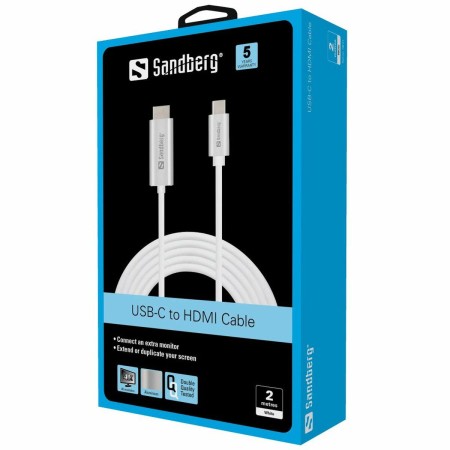 Adaptador USB-C para HDMI Sandberg 136-21 Prateado 2 m de Sandberg, Adaptadores DP-HDMI - Ref: M0200971, Preço: 23,75 €, Desc...