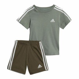 Conjunto de Desporto para Bebé Adidas Three Stripes Preto Branco | Tienda24 Tienda24.eu