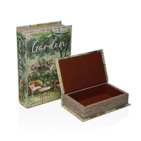 Set of decorative boxes Versa Garden Canvas MDF Wood Book 7 x 27 x 18 cm by Versa, Boxes - Ref: S3413281, Price: 17,80 €, Dis...