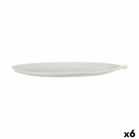 Tray White MDF Wood Leaf of a plant 49 x 2,7 x 17,3 cm Decoration (6 Units) Gift Decor - 1