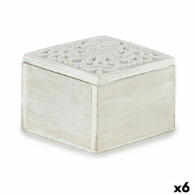 Boîte Décorative Blanc Bois 11,5 x 8 x 11,5 cm (6 Unités) de Gift Decor, Boîtes - Réf : S3625509, Prix : 20,03 €, Remise : %