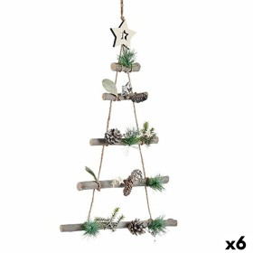 Decorazione Natalizia Albero di Natale Marrone Argentato Legno Plastica 34 x 5 x 65 cm (6 Unità) di Krist+, Natale - Rif: S36...