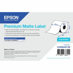 Printer Labels Epson C33S045739 White Ø 76,2 mm (1 Unit) (18 Units) by Epson, Adhesive labels and stickers - Ref: S55081972, ...