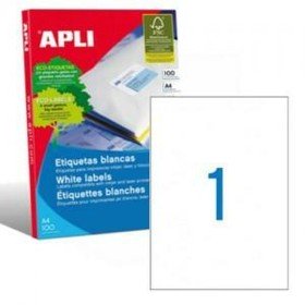 Etiquetas adhesivas Apli 01281 100 Hojas 210 x 297 mm Blanco (100 Unidades) de Apli, Etiquetas adhesivas y pegatinas - Ref: M...