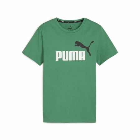 Camisola de Manga Curta Infantil Puma Essentials+ Azeitona | Tienda24 Tienda24.eu