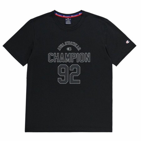 Camiseta de Manga Corta Hombre Champion Crewneck Negro | Tienda24 Tienda24.eu