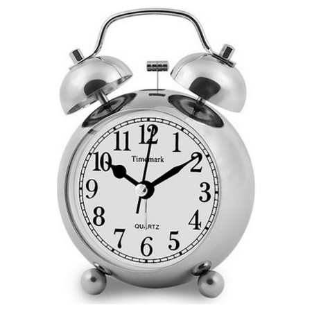 Analogue Alarm Clock Timemark Silver (9 x 13,5 x 5,5 cm) | Tienda24 - Global Online Shop Tienda24.eu