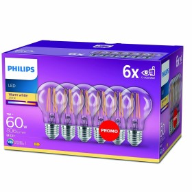 LED lamp Philips Bombilla Transparent E 60 W (2700k) by Philips, LED Bulbs - Ref: S7188870, Price: 28,45 €, Discount: %