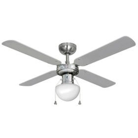 Ventilador de Teto com Luz EDM 33801 Caribe Prateado 50 W de EDM, Ventoinhas de teto com candeeiro - Ref: S7900597, Preço: 73...