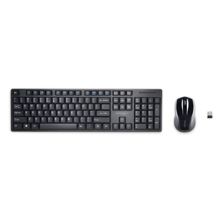 Keyboard and Wireless Mouse Kensington Black Spanish Qwerty QWERTY | Tienda24 Tienda24.eu