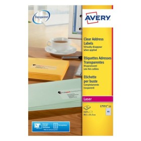 Étiquettes adhésives Avery Transparent 210 x 297 mm 38,1 x 21,2 mm de Avery, Étiquettes adhésives et autocollants - Réf : S84...