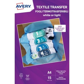 Carta per Stampare Avery Textile Transfer A4 15 Fogli di Avery, Carta da stampa - Rif: S8401484, Prezzo: 19,76 €, Sconto: %