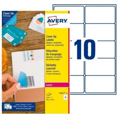 Adesivos/Etiquetas Avery 99,1 x 57 mm Branco 25 Folhas de Avery, Etiquetas adesivas e autocolantes - Ref: S8401492, Preço: 22...