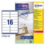 Adhésifs/étiquettes Avery L7162-15 99,1 x 33,9 mm Blanc 15 Volets de Avery, Étiquettes adhésives et autocollants - Réf : S840...