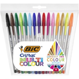 Set de Bolígrafos Bic Cristal Multicolor 15 Piezas Multicolor 0,42 mm (15 Piezas) de Bic, Bolígrafos de bola retráctiles - Re...