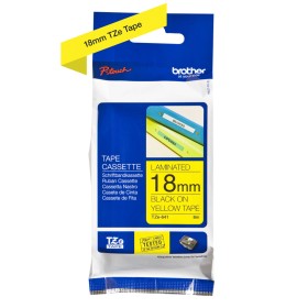 Cinta laminada para máquinas rotuladoras Brother TZE-641 Amarelo Preto Preto/Amarelo 18mm de Brother, Etiquetas adesivas e au...