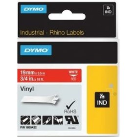 Laminated Tape for Labelling Machines Dymo ID1-19 White Red 19 mm x 5,5 m by Dymo, Adhesive labels and stickers - Ref: S84044...