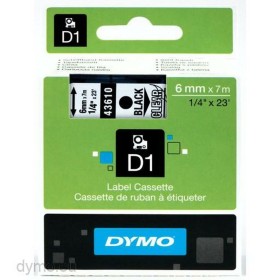 Cinta Laminada para Rotuladoras Dymo 43610 Negro Transparente 6 mm x 7 m de Dymo, Etiquetas adhesivas y pegatinas - Ref: S840...