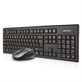 Keyboard and Mouse A4 Tech 7100N Qwerty UK Black Monochrome No