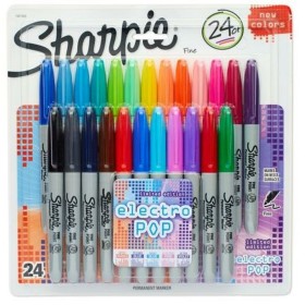 Ensemble de Marqueurs Sharpie Electro Pop Multicouleur 24 Pièces Permanent 1 Unités de Sharpie, Marqueurs indélébiles & Stylo...