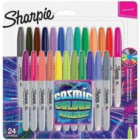 Set of Felt Tip Pens Sharpie Cosmic 24 Pieces Permanent Multicolour by Sharpie, Permanent Markers & Marker Pens - Ref: S84174...