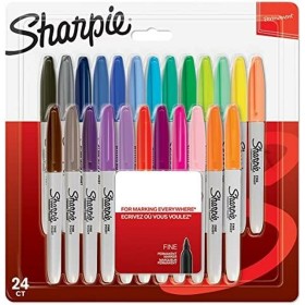 Set of Felt Tip Pens Sharpie 24 Pieces Permanent Multicolour 0,9 mm by Sharpie, Permanent Markers & Marker Pens - Ref: S84174...