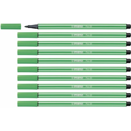 Felt-tip pens Stabilo Pen 68 Green (10 Pieces) | Tienda24 - Global Online Shop Tienda24.eu