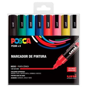 Set of Felt Tip Pens Uni-Ball POSCA Basic PC-5M Multicolour 8 Pieces (8 Units) by Uni-Ball, Permanent Markers & Marker Pens -...