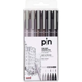 Marqueur permanent Uni-Ball PIN-200(S) Noir Gris Multicouleur 6 Pièces de Uni-Ball, Marqueurs indélébiles & Stylos-marqueurs ...